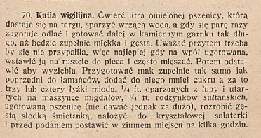 Kutia według Lucyny Ćwierczakiewiczowej, „365 obiadów za pięć złotych”, XIX wiek. Skan z dawnej książki kucharskiej.